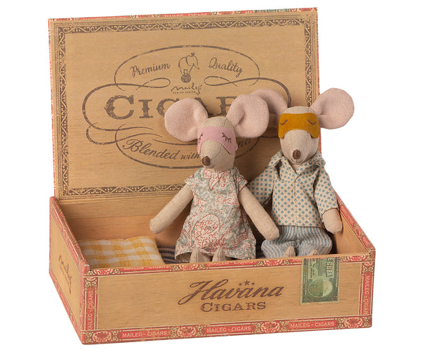 Ratoncitos papá y mamá en su caja de puros 2021