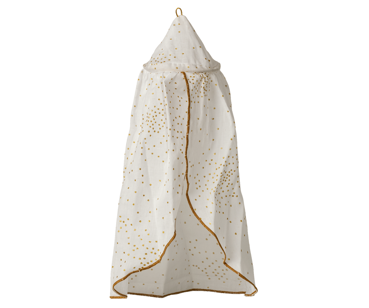 Dosel para cama en miniatura - blanco y dorado