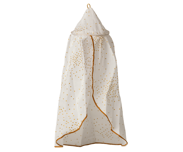 Dosel para cama en miniatura - blanco y dorado