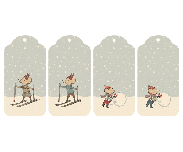Etiquetas regalo Winter Mouse - 12 piezas