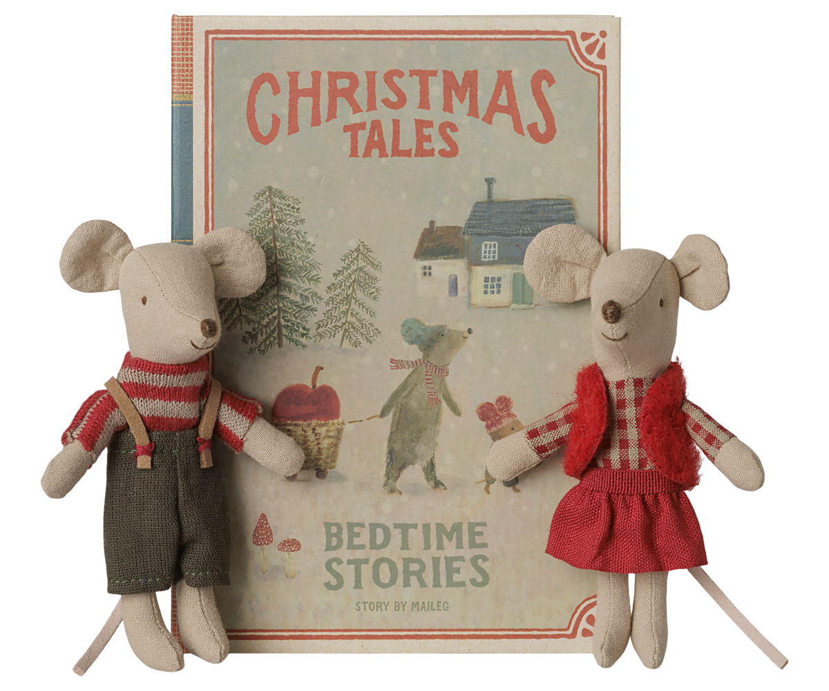 Ratones gemelos navideños - hermanitos en libro
