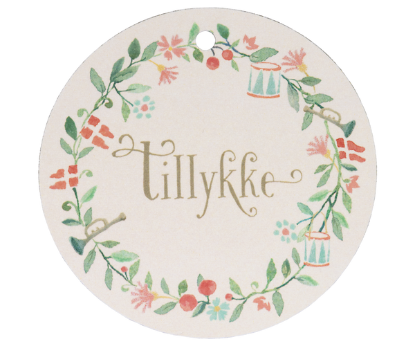 Etiquetas regalo Tillykke - 15 piezas