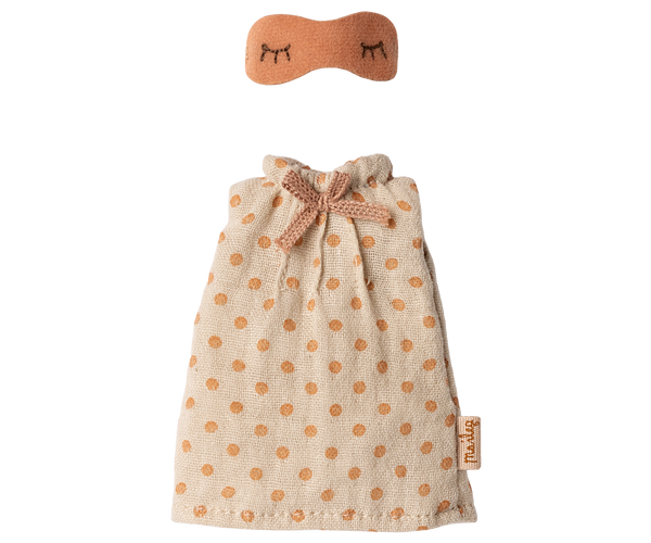 Camisón para ratoncita mamá con lunares y antifaz