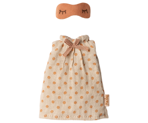 Camisón para ratoncita mamá con lunares y antifaz