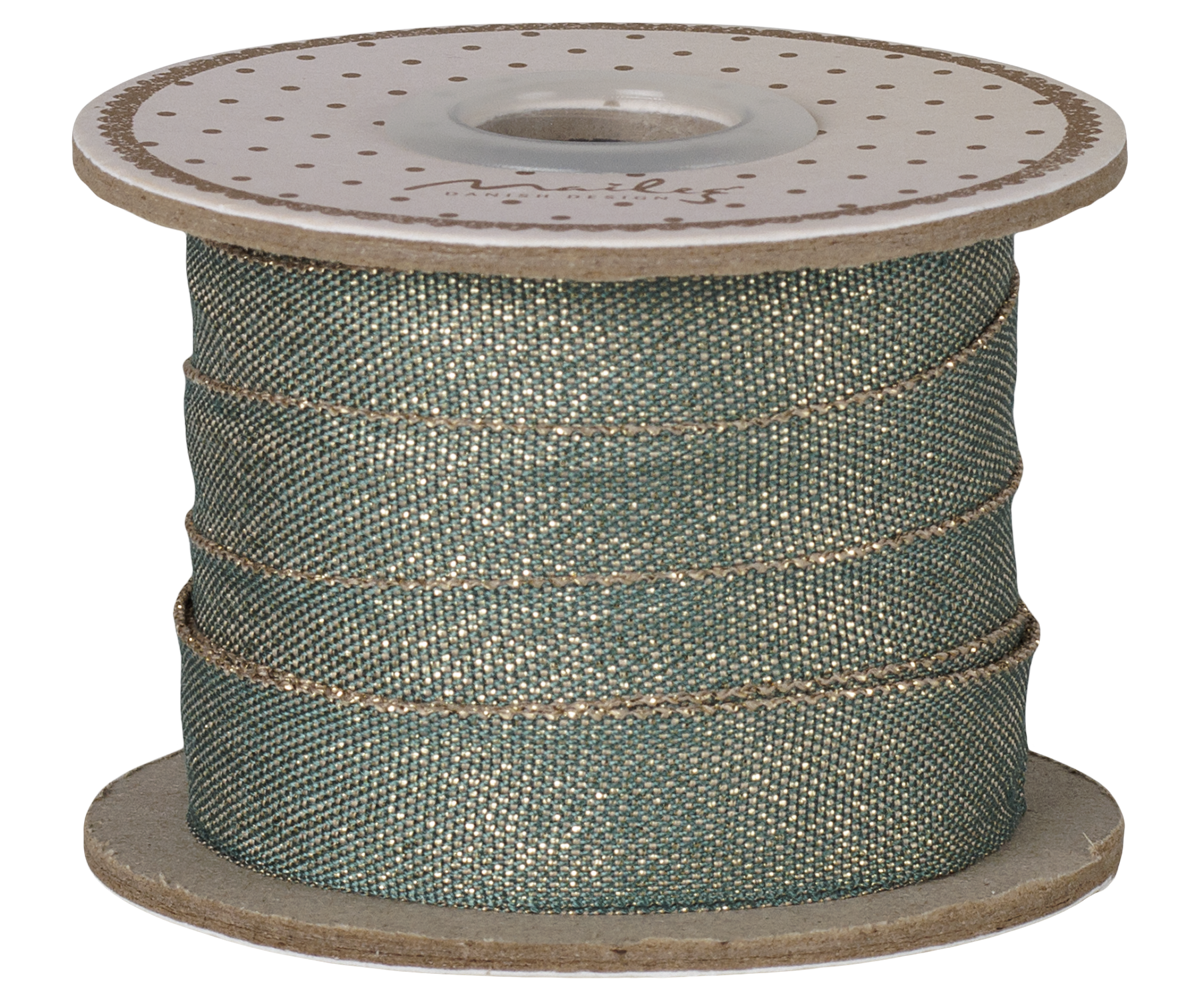Cinta de regalo 13mm ancho x  10 metros  - green/gold