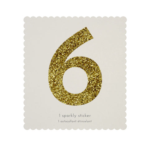 Sticker glitter oro número 6 - Miss Coppelia