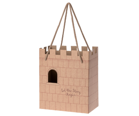 Castillo de cartón - bolsa rígida con asas de cuerda ROSA