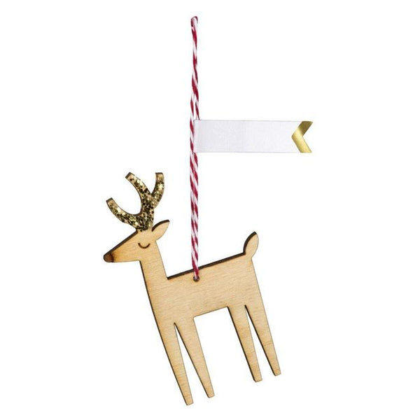 Etiquetas para regalos - renos de madera y glitter  (pack de 8) - Miss Coppelia